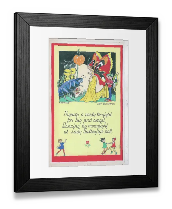 Framed Print : Lady Butterfly - There's a party to-night / for big and smal? Framed Print : Lady Butterfly - There's a party to-night / for big and smal?