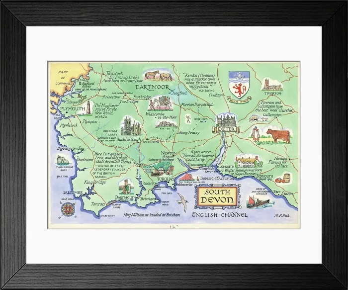 Framed Print : Map - Devon Framed Print : Map - Devon