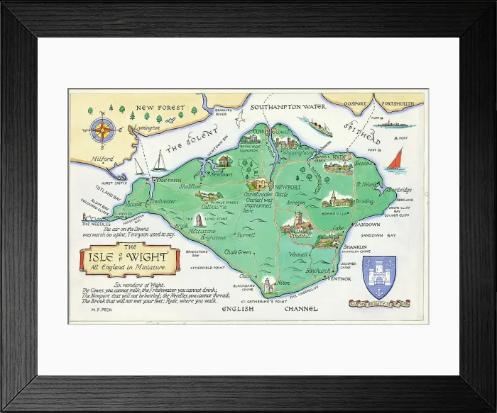 Framed Print : Map - Isle of Wight Framed Print : Map - Isle of Wight