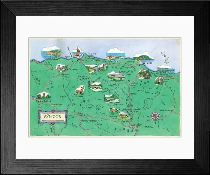 Framed Print : Map - Exmoor Framed Print : Map - Exmoor
