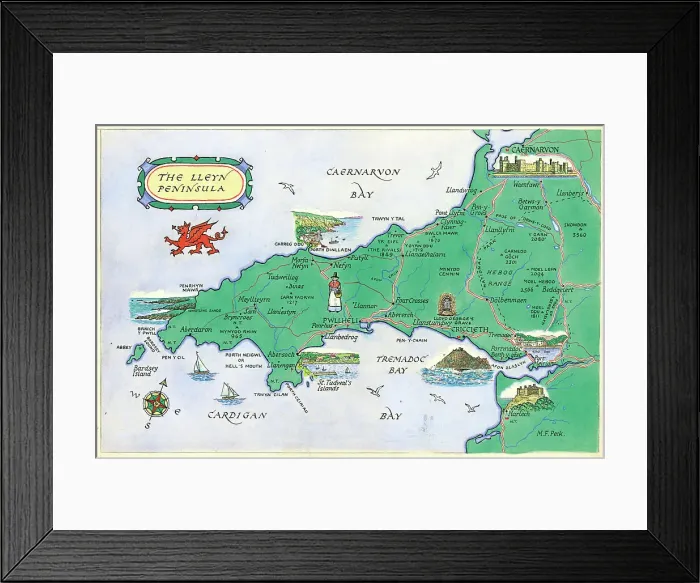 Framed Print : Map - The Lleyn Peninsula Framed Print : Map - The Lleyn Peninsula