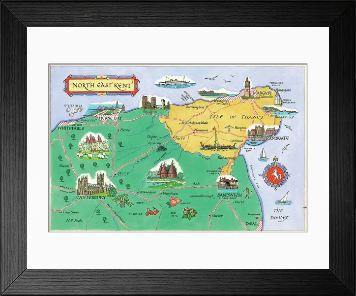 Framed Print : Map - North East Kent