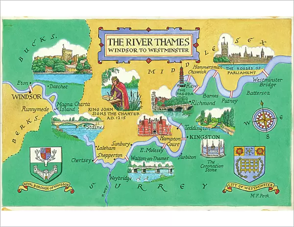 Map - The River Thames, Windsor to Westminster