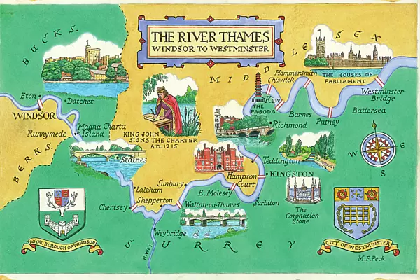 Map - The River Thames, Windsor to Westminster
