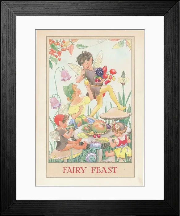 Framed Print : Woodland Fairies Children's Postcard design Watercolour Framed Print : Woodland Fairies Children's Postcard design Watercolour