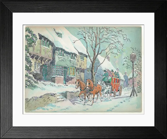 Framed Print : Winter scene with horses and carriage Framed Print : Winter scene with horses and carriage