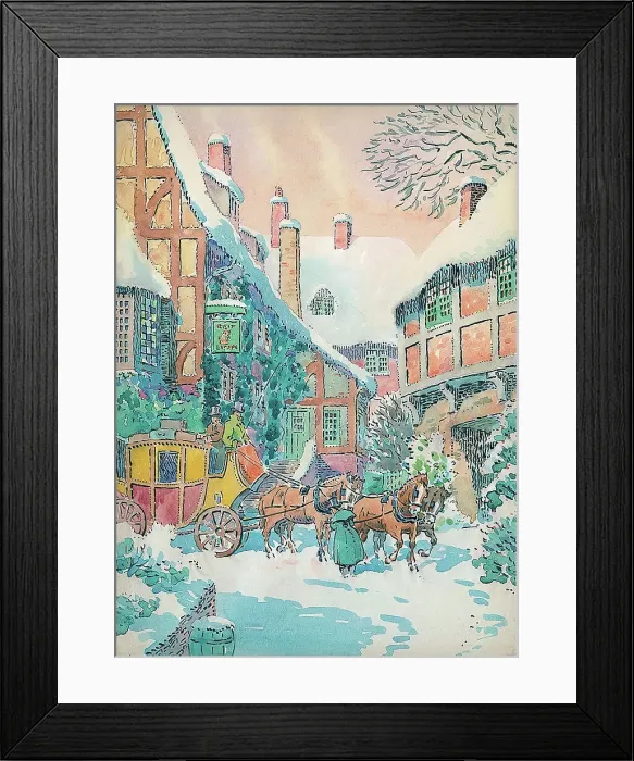 Framed Print : Winter scene with horses and carriage Framed Print : Winter scene with horses and carriage