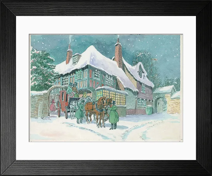 Framed Print : Winter scene with horses and carriage Framed Print : Winter scene with horses and carriage
