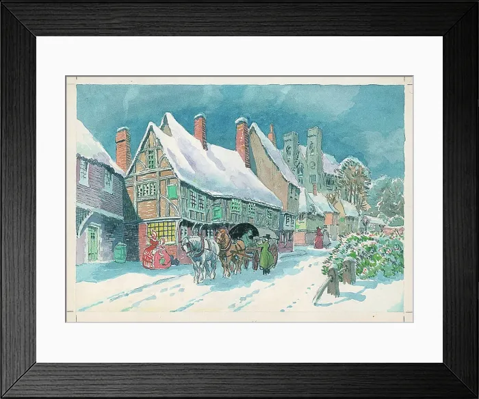 Framed Print : Winter scene with horses and cart Framed Print : Winter scene with horses and cart