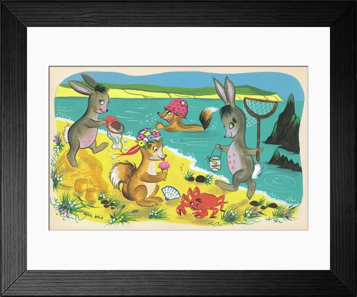 Framed Print : Woodland animals as children playing Framed Print : Woodland animals as children playing
