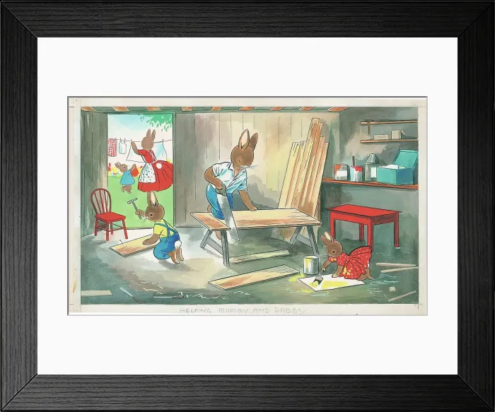 Framed Print : Rabbits in the workshed Framed Print : Rabbits in the workshed