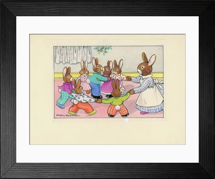 Framed Print : Bunnies playing as children Children's childrens