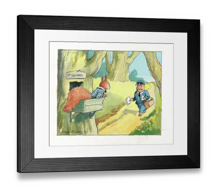 Framed Print : Children, Squirrel, Postman Framed Print : Children, Squirrel, Postman