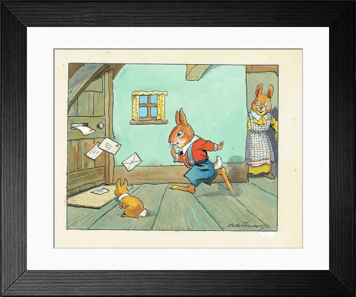 Framed Print : Children, Bunnies, Post Framed Print : Children, Bunnies, Post