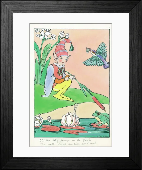 Framed Print : Elf (?) by a pond or lake by Phyllis Chase Framed Print : Elf (?) by a pond or lake by Phyllis Chase