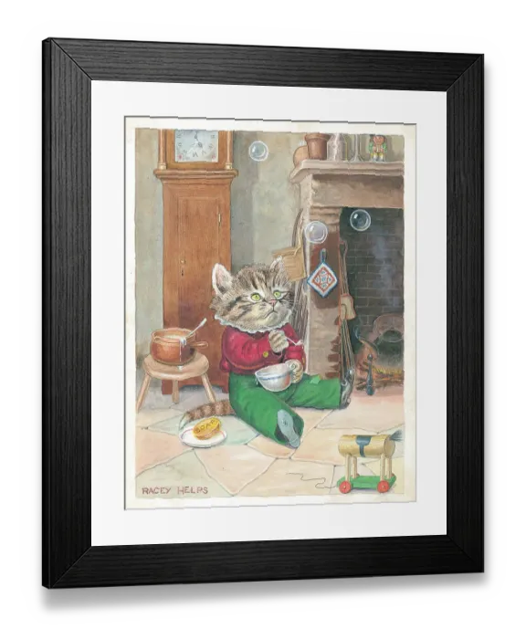Framed Print : Cat by fireplace Framed Print : Cat by fireplace