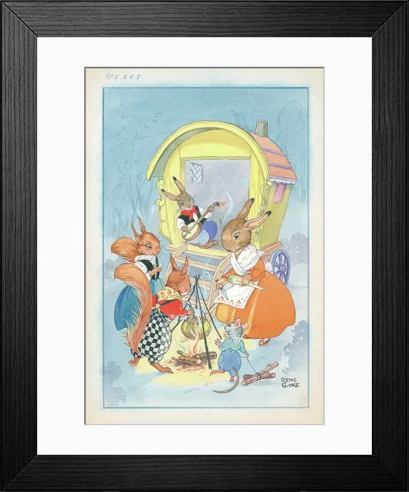 Framed Print : Rabbits and squirrels around camp fire Framed Print : Rabbits and squirrels around camp fire