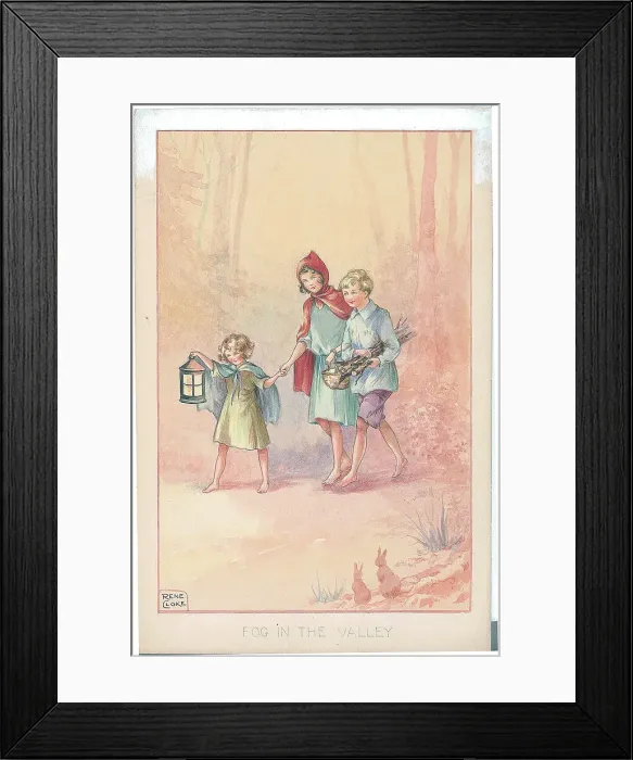 Framed Print : Three walking through the woods with lantern Framed Print : Three walking through the woods with lantern