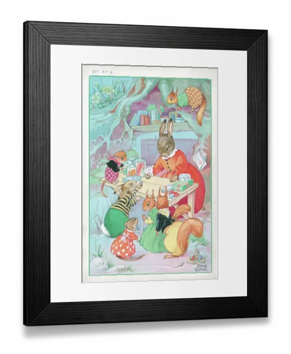 Framed Print : Rabbits and squirrels, buying sweets Framed Print : Rabbits and squirrels, buying sweets