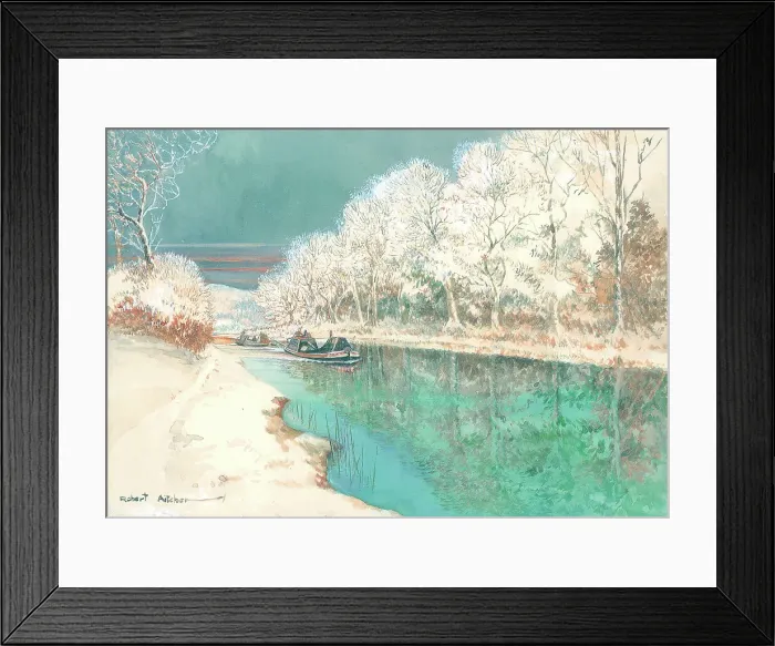 Framed Print : Winter on the Grand Union Canal Narowboat Inland