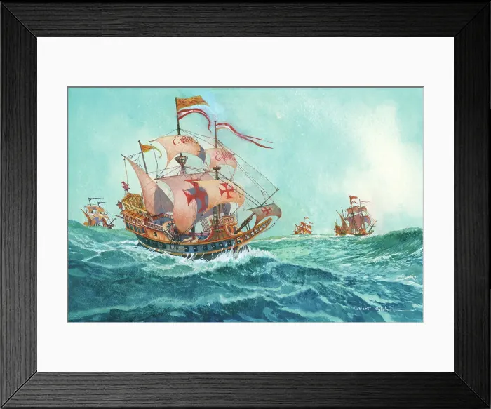 Framed Print : The English Fleet 1588 Royal Navy Watercolour Framed Print : The English Fleet 1588 Royal Navy Watercolour