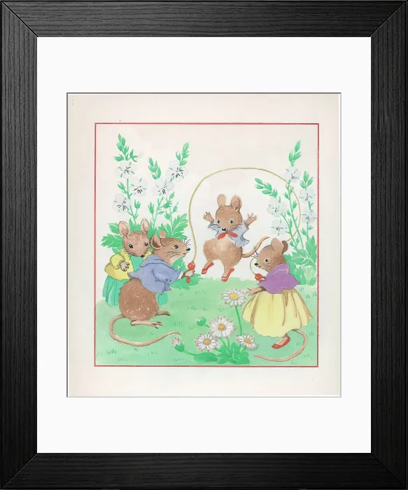 Framed Print : Mice playing with a skipping rope Framed Print : Mice playing with a skipping rope