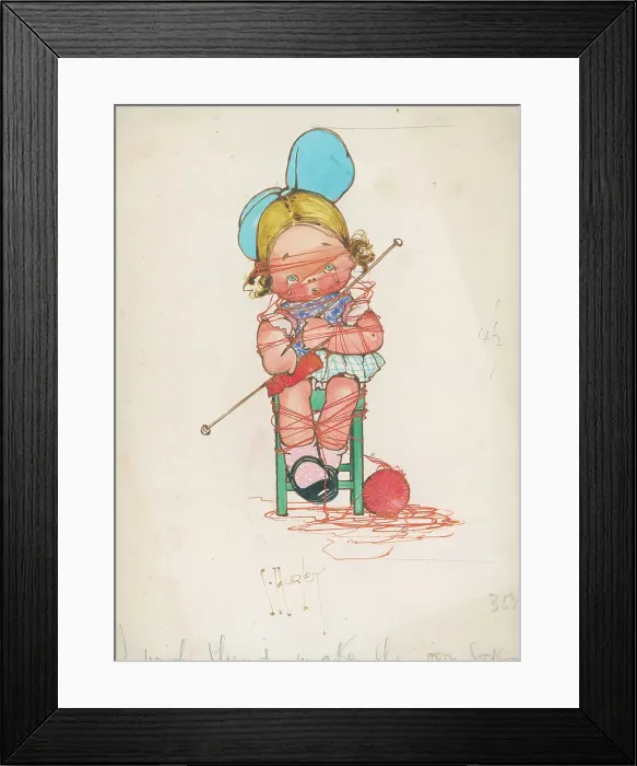 Framed Print : Tied up with wool, knitting Framed Print : Tied up with wool, knitting