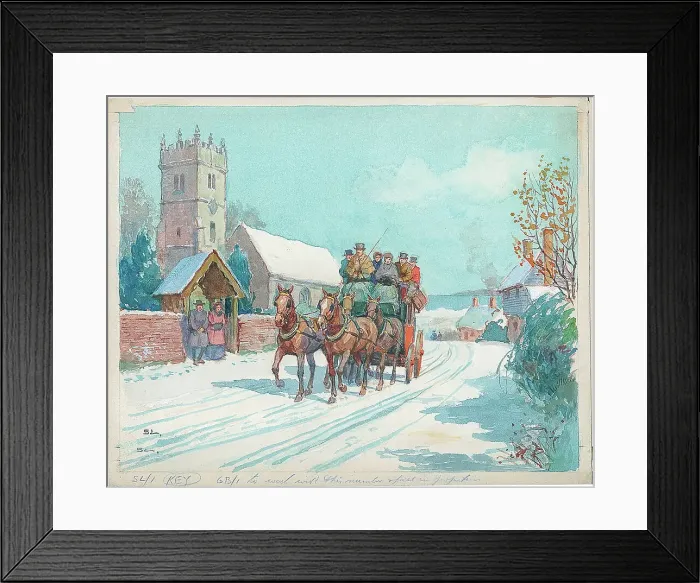 Framed Print : Coaching / winter with church Framed Print : Coaching / winter with church