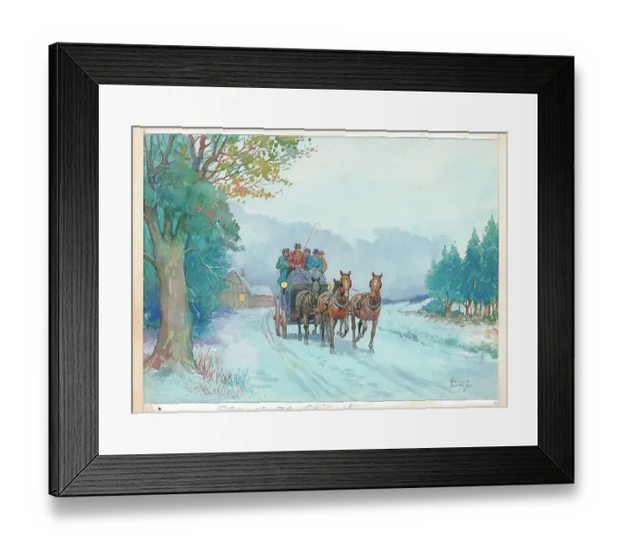 Framed Print : Coaching winter scene Watercolour painting Savile Framed Print : Coaching winter scene Watercolour painting Savile