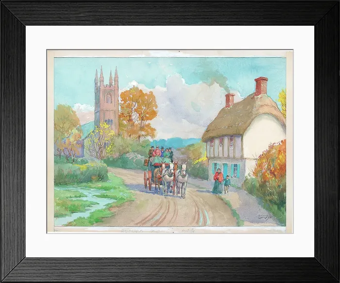 Framed Print : Coaching / autumn with church Framed Print : Coaching / autumn with church
