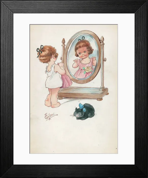 Framed Print : Child in front of mirror Framed Print : Child in front of mirror
