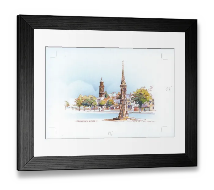 Framed Print : Banbury Cross Landscape scene England Watercolour Framed Print : Banbury Cross Landscape scene England Watercolour
