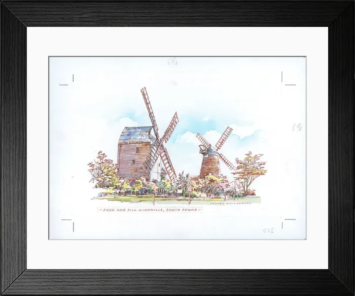 Framed Print : Jack and Jill Windmills, South Downs
