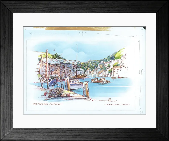 Framed Print : The Harbour Polperro Landscape scene England Framed Print : The Harbour Polperro Landscape scene England