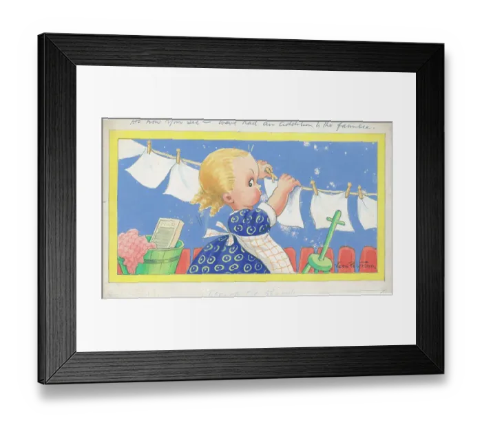 Framed Print : Children playing - domestic settings - humorous card Framed Print : Children playing - domestic settings - humorous card