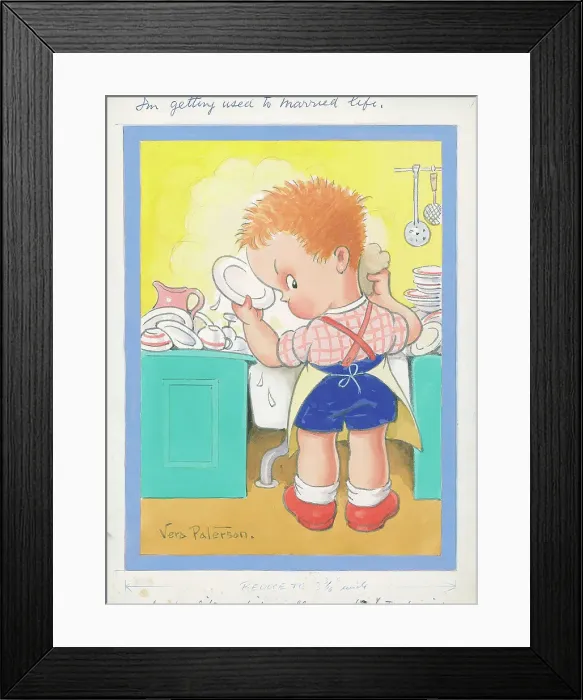 Framed Print : Children playing - domestic settings - humorous card Framed Print : Children playing - domestic settings - humorous card