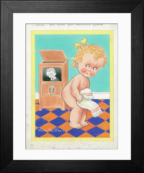 Framed Print : Children playing - domestic settings - humorous card Framed Print : Children playing - domestic settings - humorous card