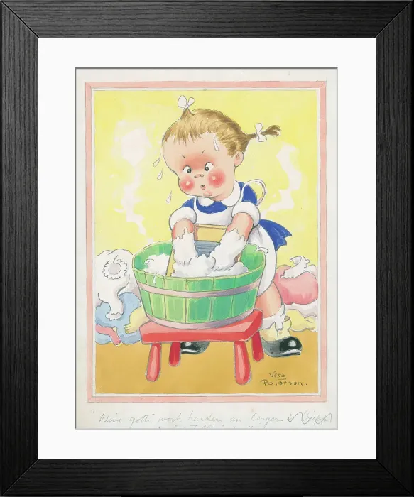 Framed Print : Children playing - domestic settings - humorous card Framed Print : Children playing - domestic settings - humorous card