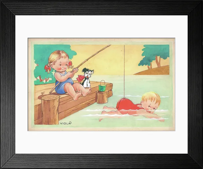 Framed Print : Children playing - domestic settings - humorous card Framed Print : Children playing - domestic settings - humorous card