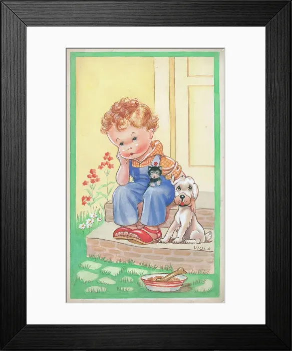 Framed Print : Children playing - domestic settings - humorous card Framed Print : Children playing - domestic settings - humorous card