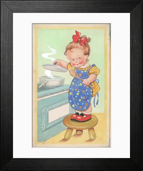 Framed Print : Children playing - domestic settings - humorous card Framed Print : Children playing - domestic settings - humorous card