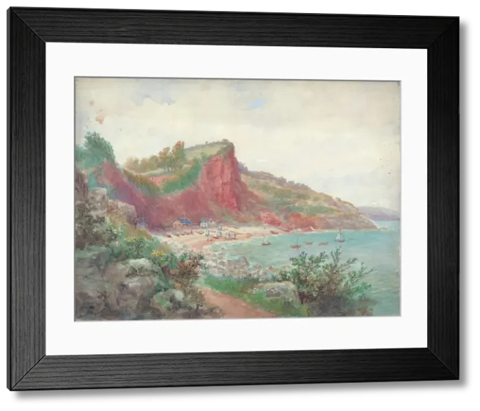 Framed Print : Oddicombe Torquay Landscape scene England Watercolour Framed Print : Oddicombe Torquay Landscape scene England Watercolour