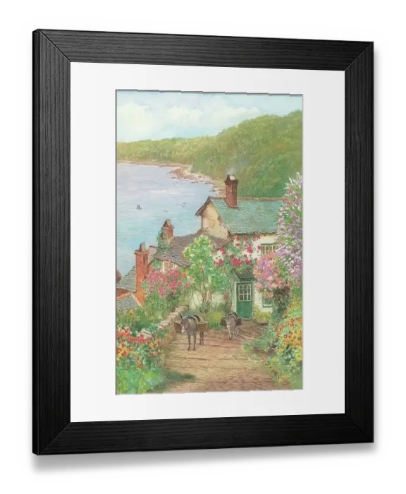 Framed Print : Up-a-Long, Rose Cottage, Down-a-Long, from a painting Framed Print : Up-a-Long, Rose Cottage, Down-a-Long, from a painting