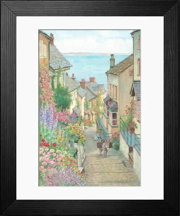 Framed Print : Up-a-Long, Rose Cottage, Down-a-Long, from a painting Framed Print : Up-a-Long, Rose Cottage, Down-a-Long, from a painting