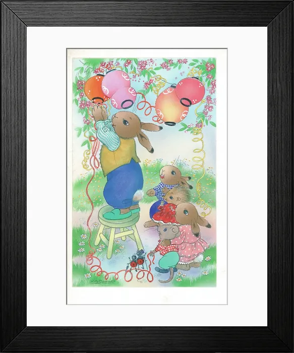 Framed Print : Family of Rabbits (Bunnies) in domestic setting Framed Print : Family of Rabbits (Bunnies) in domestic setting
