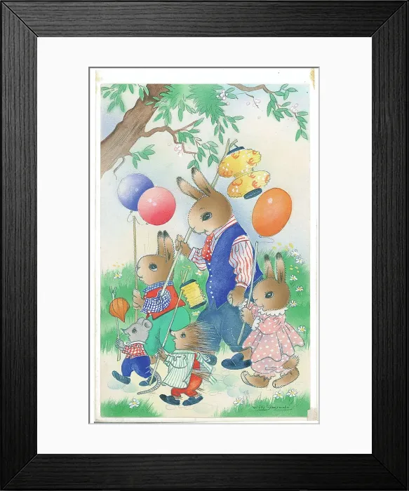 Framed Print : Family of Rabbits Bunnies in domestic setting Framed Print : Family of Rabbits Bunnies in domestic setting