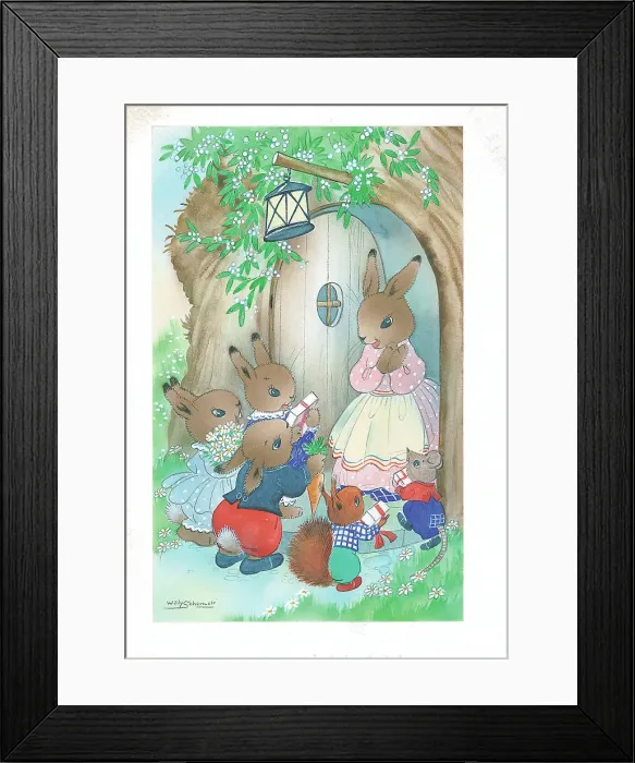 Framed Print : Family of Rabbits Bunnies in domestic setting Framed Print : Family of Rabbits Bunnies in domestic setting