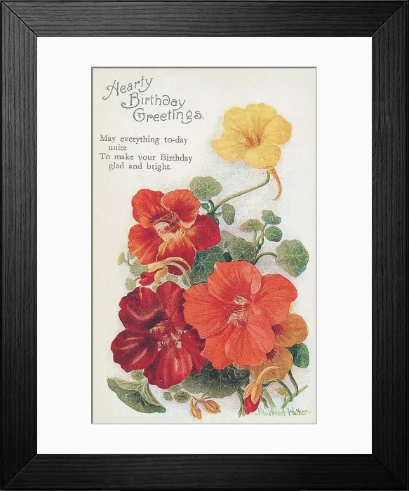 Framed Print : Birthday postcard design with flowers Postcard Framed Print : Birthday postcard design with flowers Postcard