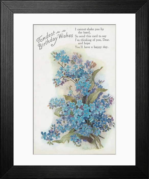 Framed Print : Birthday postcard design with flowers Framed Print : Birthday postcard design with flowers