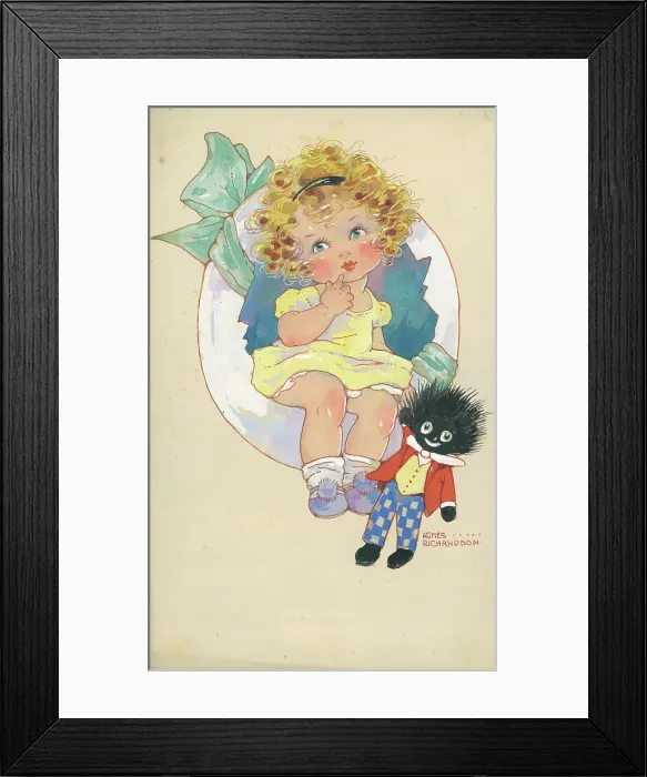 Framed Print : Children playing Children's Postcard design Watercolour Framed Print : Children playing Children's Postcard design Watercolour